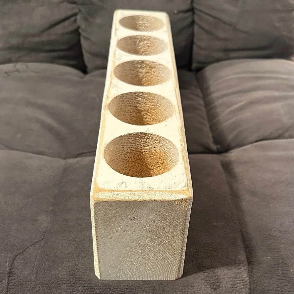 White Wooden Candle Holder - Picture 2 of 4